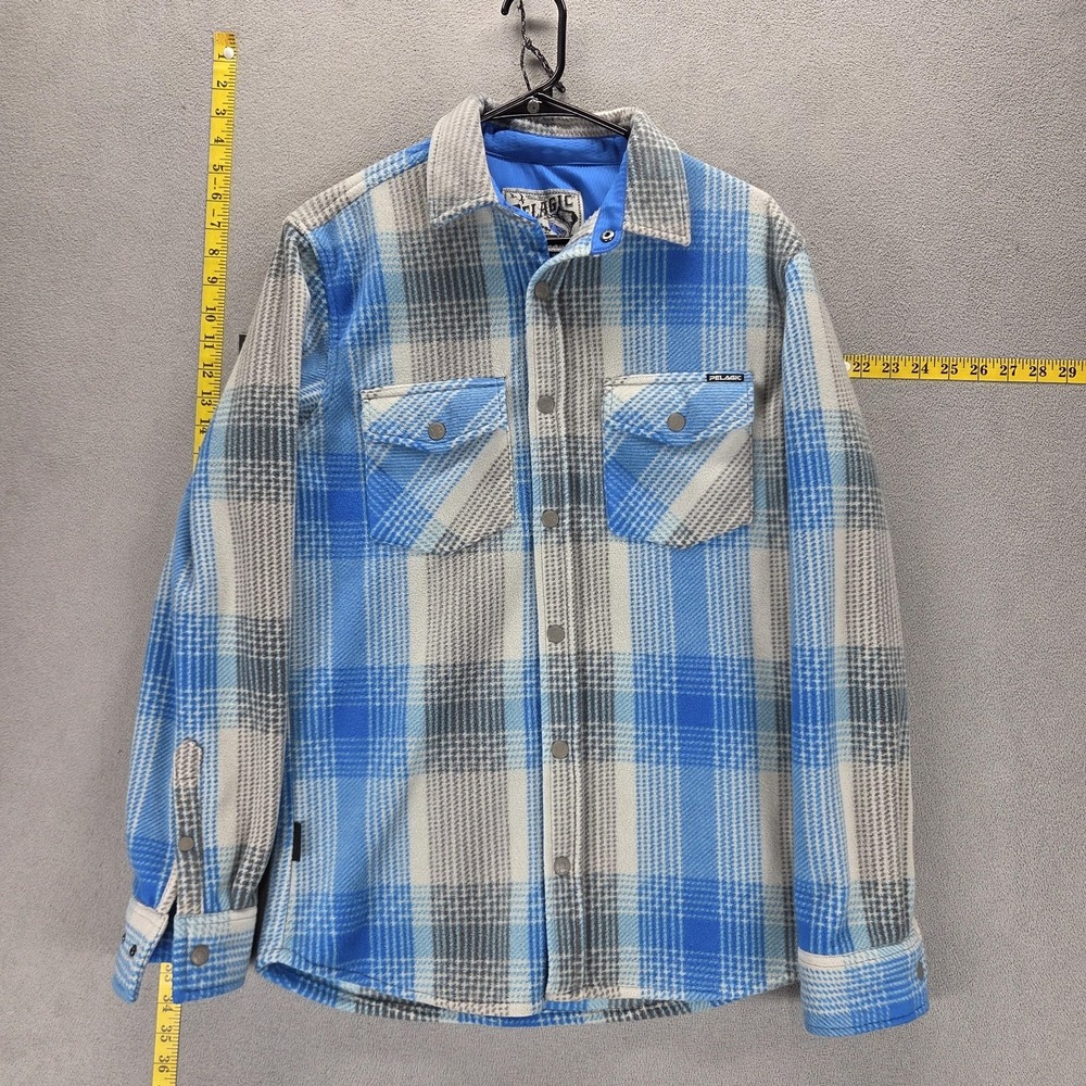 Pelagic Shirt Mens Small Blue Plaid Flannel Fishing Quest Performance Outdoor